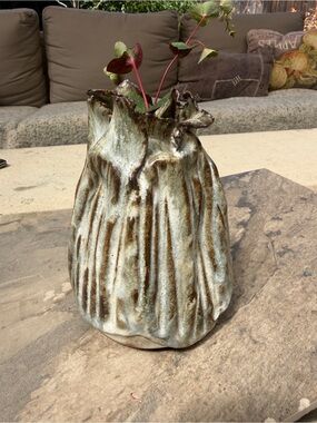 Vtg Vase Nature Inspired Organic Design Object Ceramic Vessel Natural